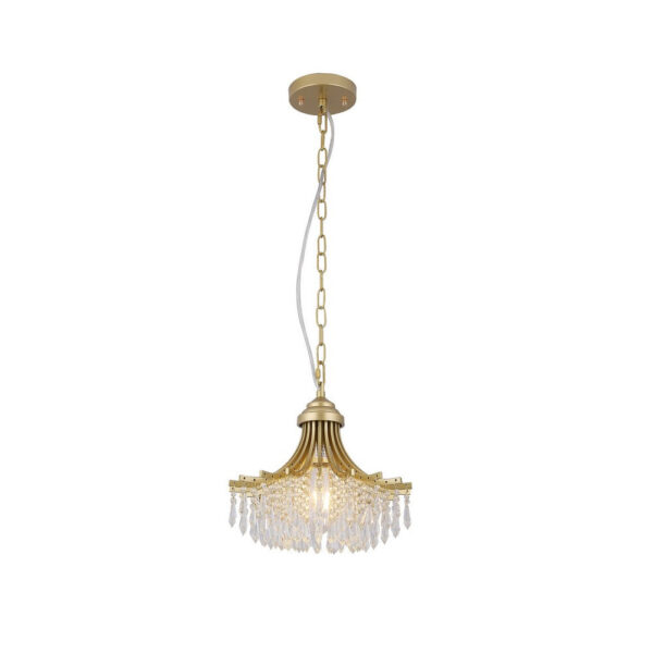 Accent Chandelier, Classic Crystal Inspired Cascade Gold Metal 12 Inch