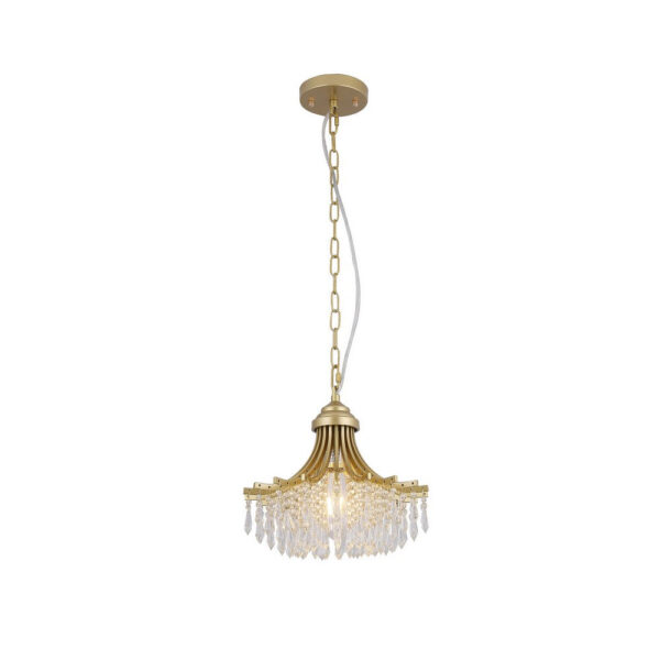 Accent Chandelier, Classic Crystal Inspired Cascade Gold Metal 12 Inch