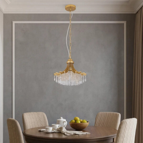 Accent Chandelier, Classic Crystal Inspired Cascade Gold Metal 12 Inch