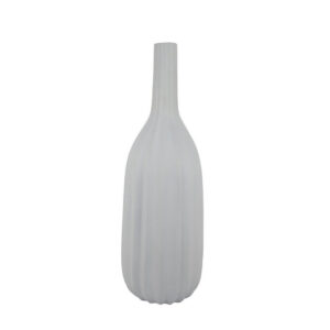 Rizie Vase with Ribbed Texture, 41 Inch Contemporary White Polyresin