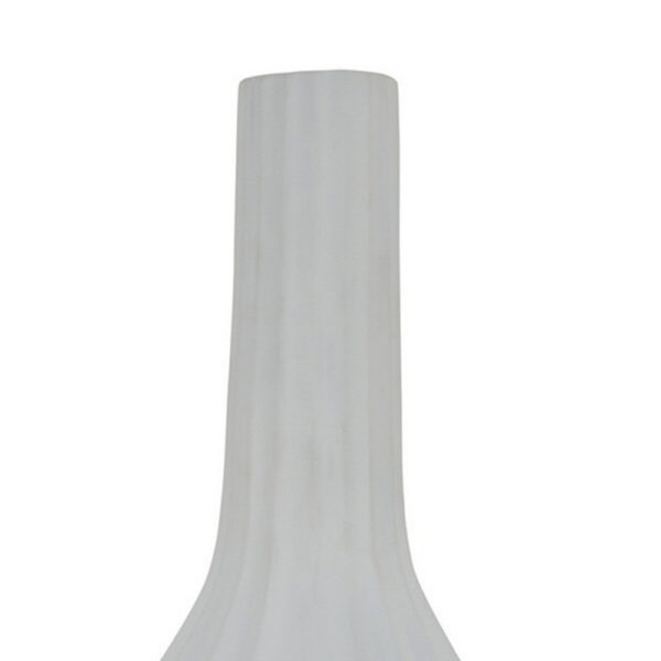 Rizie Vase with Ribbed Texture, 41 Inch Contemporary White Polyresin