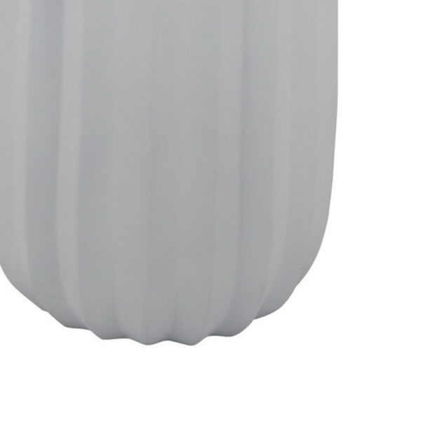 Rizie Vase with Ribbed Texture, 41 Inch Contemporary White Polyresin