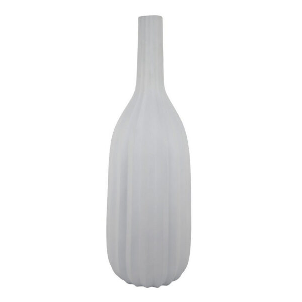 Rizie Vase with Ribbed Texture, 45 Inch Contemporary White Polyresin