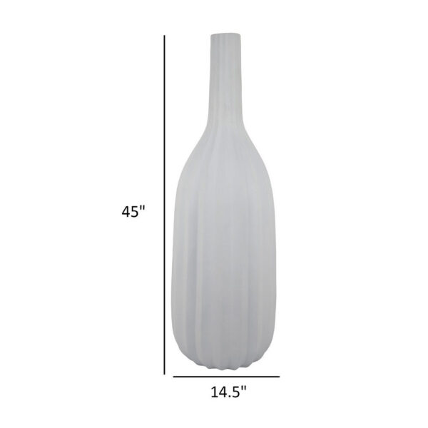Rizie Vase with Ribbed Texture, 45 Inch Contemporary White Polyresin