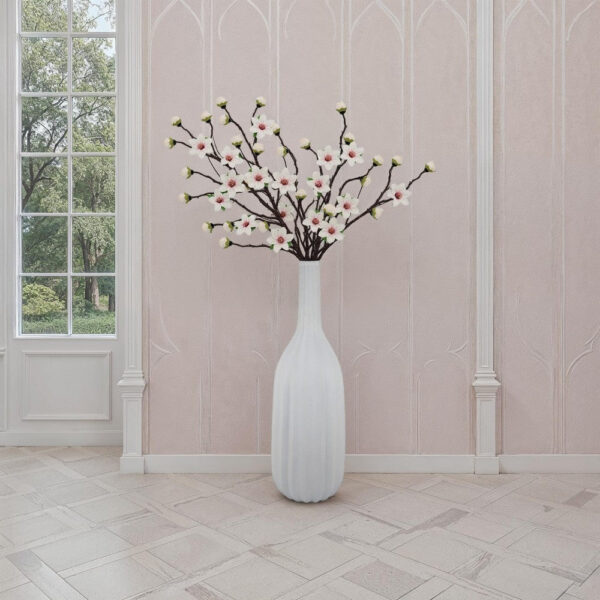 Rizie Vase with Ribbed Texture, 45 Inch Contemporary White Polyresin