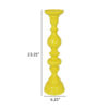 Naze Tabletop Candle Holder with Turned Accents, 23 Inch Yellow Resin