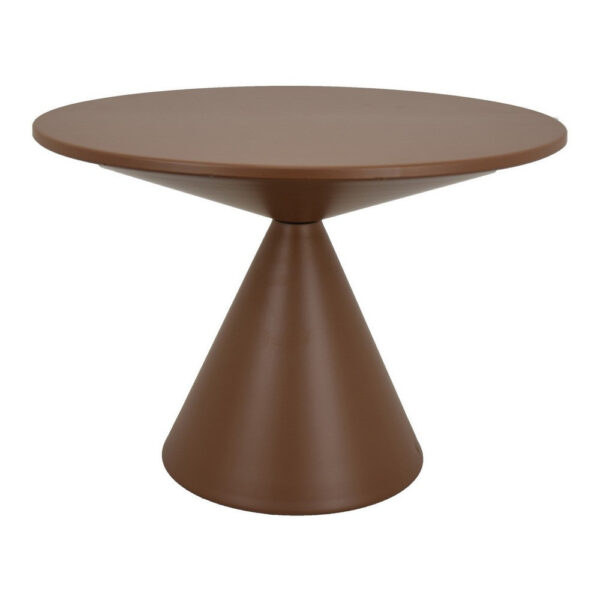 Jammy Plant Stand Table, Round 24 Inch Top, Brown Metal Cone Base