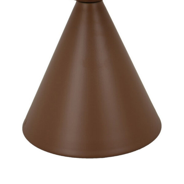 Jammy Plant Stand Table, Round 24 Inch Top, Brown Metal Cone Base