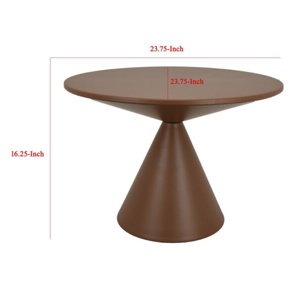 Jammy Plant Stand Table, Round 24 Inch Top, Brown Metal Cone Base