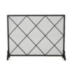 Fireplace Screen, Classic Diamond Shape with Mesh, 41x32 Black Finish