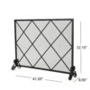 Fireplace Screen, Classic Diamond Shape with Mesh, 41x32 Black Finish