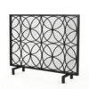 Fireplace Screen, Overlapping Circles w Mesh, 41x31 Matte Black Frame