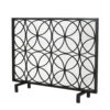 Fireplace Screen, Overlapping Circles w Mesh, 41x31 Matte Black Frame