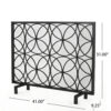 Fireplace Screen, Overlapping Circles w Mesh, 41x31 Matte Black Frame