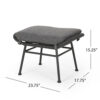 Margo Outdoor Ottoman Set of 2, 24 Inch Black Iron, Gray Cushion