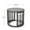 Outdoor Round Side End Table with Woven Accents, 18 Inch, Gray Rattan