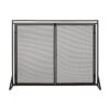 Fireplace Screen, 2 Doors, Open Diamond Mesh Design, Matte Black Iron