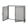 Fireplace Screen, 2 Doors, Open Diamond Mesh Design, Matte Black Iron