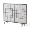 31x41 Fireplace Screen with Mesh, Contemporary Design, Black, Silver