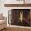 31x41 Fireplace Screen with Mesh, Contemporary Design, Black, Silver