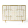 31x41 Fireplace Screen, Overlapping Square Design, Classic Gold Iron