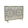 31x41 Fireplace Screen, Overlapping Square Design, Classic Gold Iron