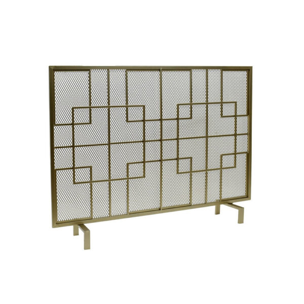 31x41 Fireplace Screen, Overlapping Square Design, Classic Gold Iron