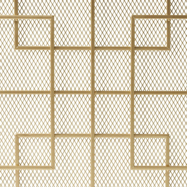 31x41 Fireplace Screen, Overlapping Square Design, Classic Gold Iron