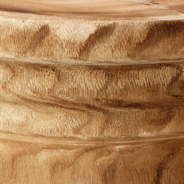 17 Inch Stool Accent Table, Paulownia Wood, Three Leg Base, Natural Brown