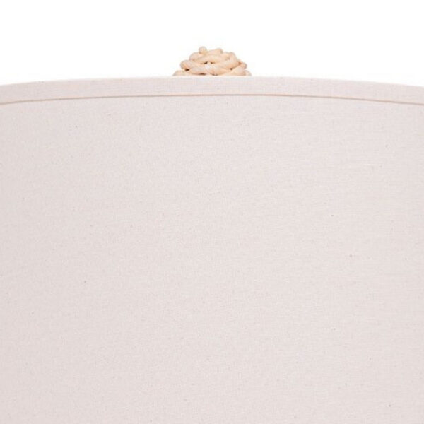 25 Inch Table Lamp, Elegant Handwoven Rope Base, Linen Shade, Natural Brown