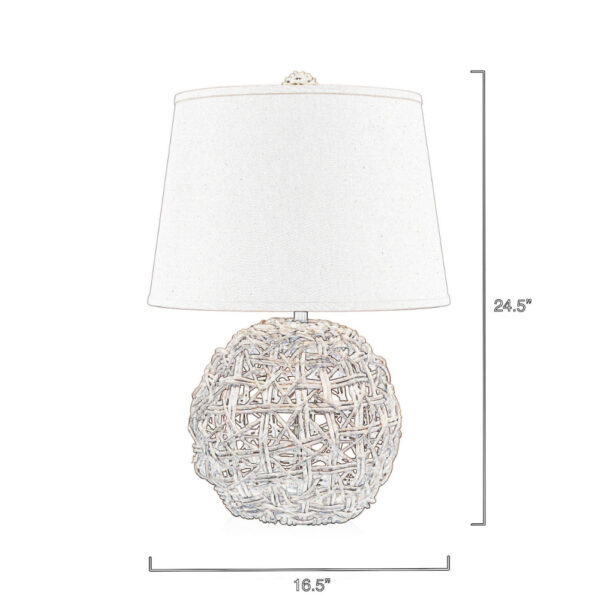 25 Inch Table Lamp, Elegant Handwoven Rope Base, Linen Shade, Natural Brown