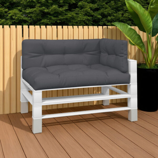 Moni 3pc Outdoor Cushion for Bench, Tufted Dark Gray Fabric, 47 Inch