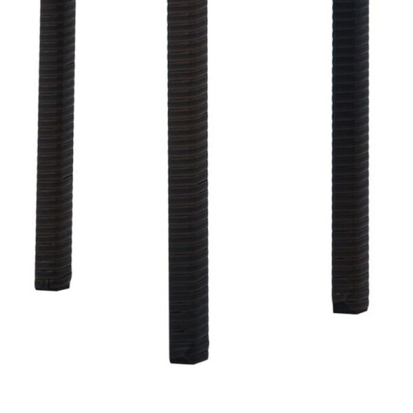 Outdoor Side End Table, 16 Inch Square Top, Woven Brown Poly Rattan