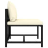 Reno Outdoor Sectional Middle Sofa Chair, Ivory, Black Poly Rattan