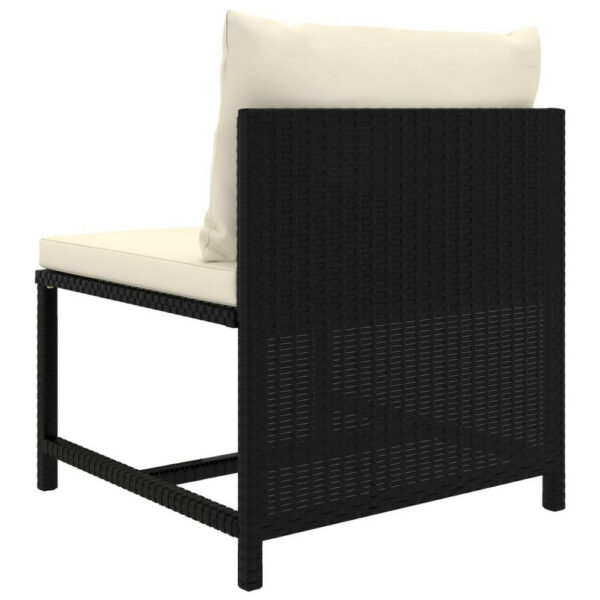 Reno Outdoor Sectional Middle Sofa Chair, Ivory, Black Poly Rattan
