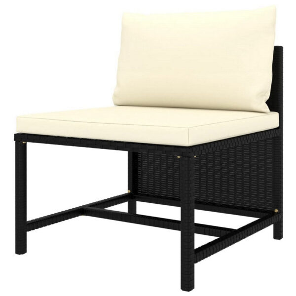 Reno Outdoor Sectional Middle Sofa Chair, Ivory, Black Poly Rattan