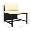 Reno Outdoor Sectional Middle Sofa Chair, Ivory, Black Poly Rattan