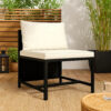 Reno Outdoor Sectional Middle Sofa Chair, Ivory, Black Poly Rattan