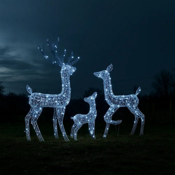 Meyi 3pc Outdoor Reindeer Family Christmas Decor, 300 Cool White LEDs