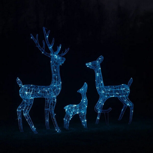 Meyi 3pc Outdoor Reindeer Family Christmas Decor, 300 Cool White LEDs