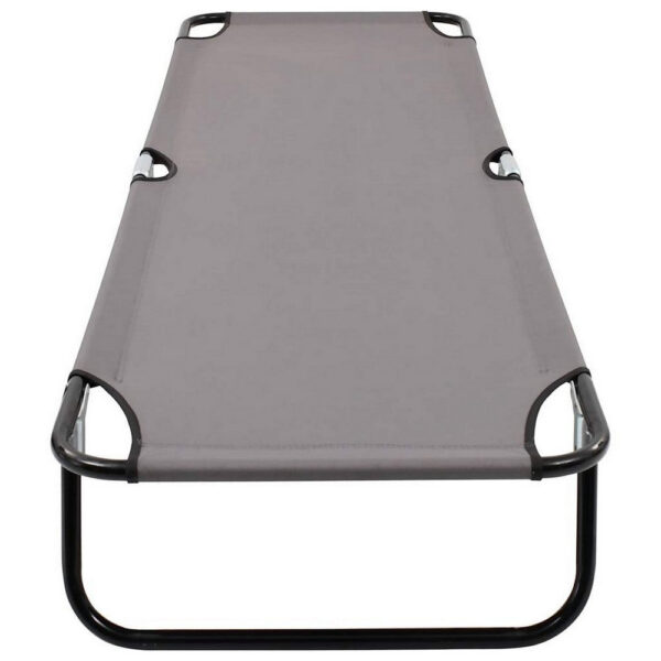 Zena Outdoor Lounger Sunbed, Gray Fabric, 75 Inch Foldable Steel Frame