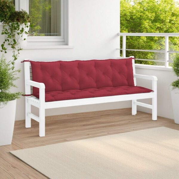 Claire Outdoor Cushion for Bench, Button Tufted Red Fabric, 71 Inch
