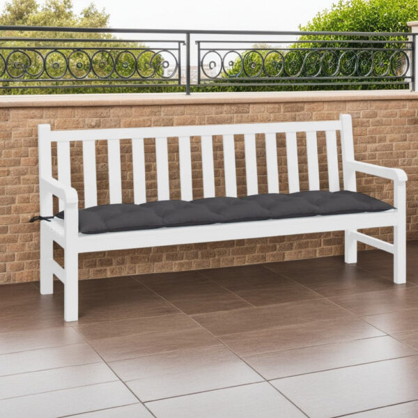 Claire Outdoor Cushion for Bench, Gray Button Tufted Fabric, 71 Inch