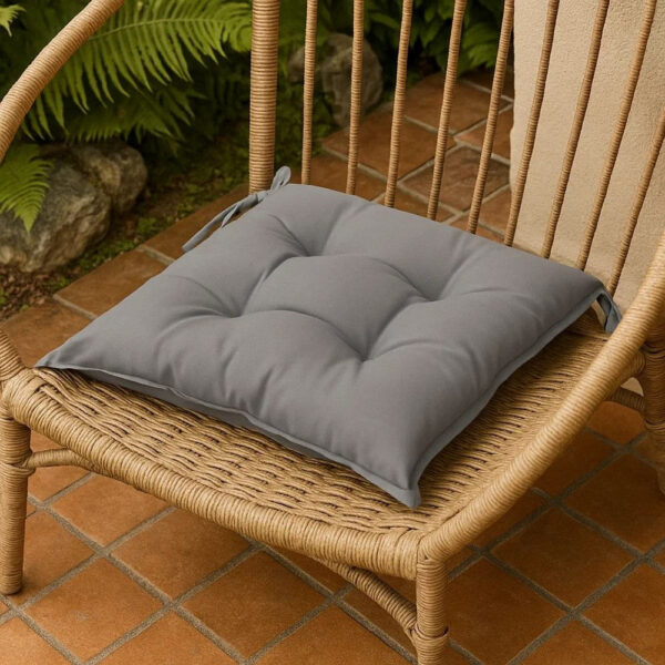 Kia Outdoor Cushion for Chair, Set of 4, 16x16 Square, Gray Fabric