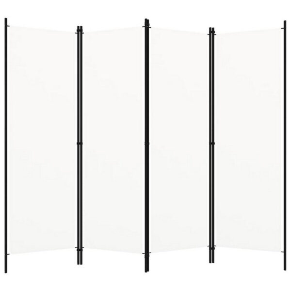 Folding Room Divider, 79x71 White Fabric, Black Iron Frame, 4 Panels