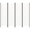 Folding Room Divider, 79x71 White Fabric, Black Iron Frame, 4 Panels