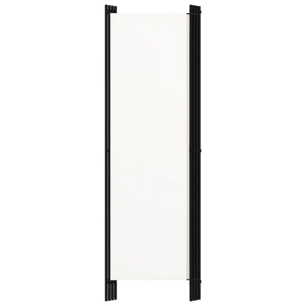 Folding Room Divider, 79x71 White Fabric, Black Iron Frame, 4 Panels