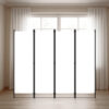 Folding Room Divider, 79x71 White Fabric, Black Iron Frame, 4 Panels
