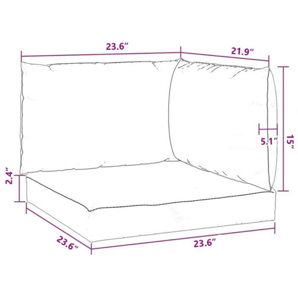 Paom Outdoor Cushion for Bench Set of 3, Plush Ivory Oxford Fabric