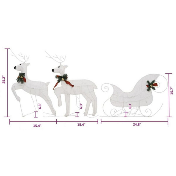 Garden 2pc Reindeer and Sleigh Christmas Decoration, 60 LEDs, White
